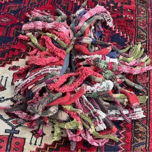 Vintage DBD Rag Fringe Scarf Multi Color Yarn Boho Shaggy Wool Blend